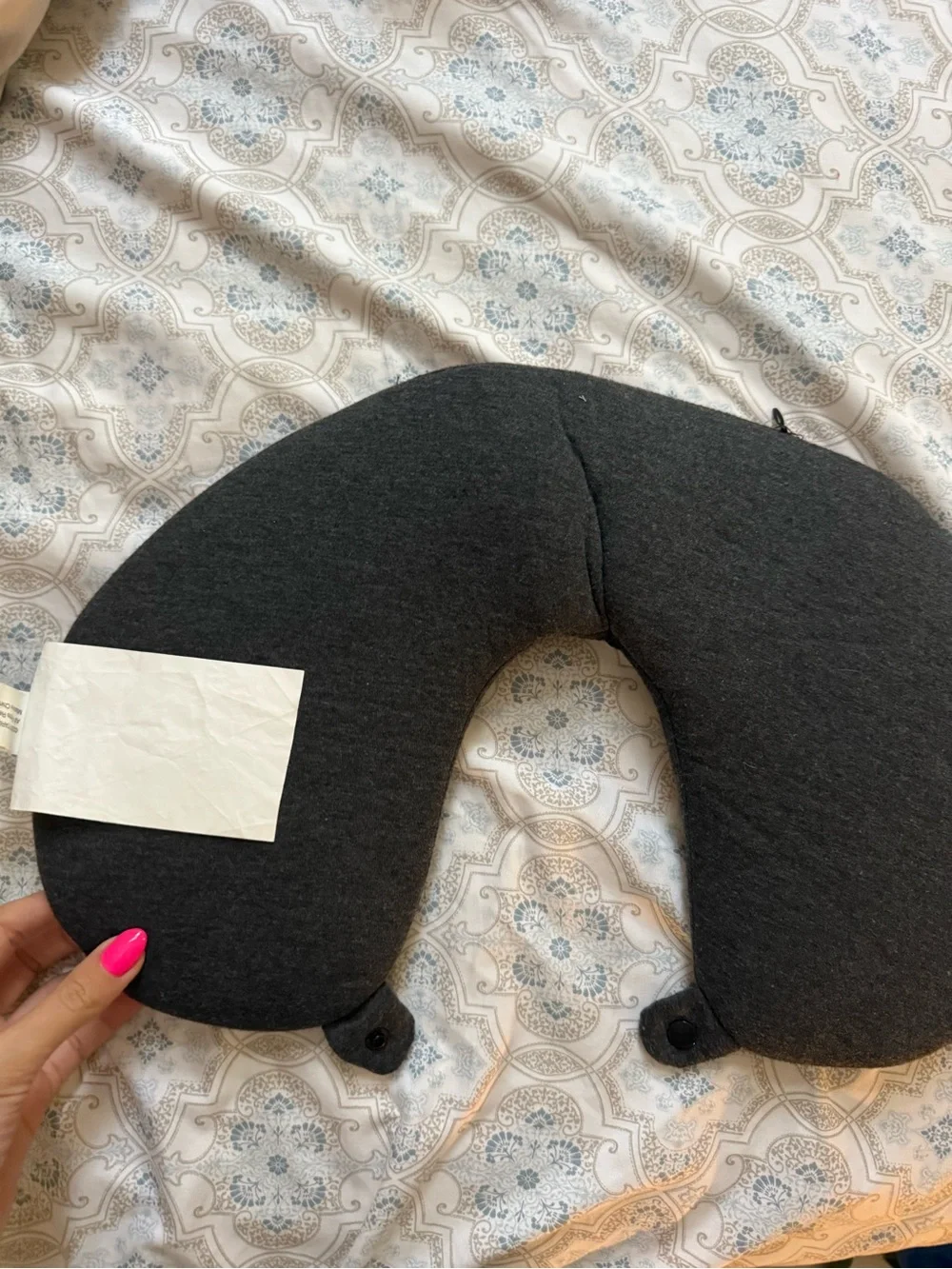 Charcoal Gray Memory Foam Inflatable Travel Neck Pillow
